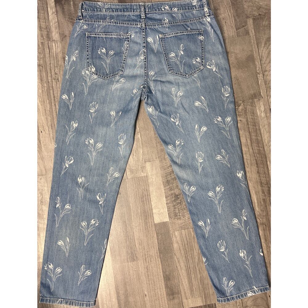 Current/Elliott Floral Print Jeans Women 29 Blue Straight Leg High Rise Designer - Picture 2 of 7